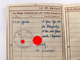 Wehrpaß Heer, eingestellt 12.Januar 1940 bei 4./ J.E.B. 75 Theresienstadt