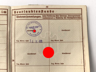 Wehrpaß Heer, eingestellt 12.Januar 1940 bei 4./ J.E.B. 75 Theresienstadt