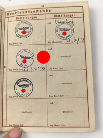 Wehrpaß Heer, eingestellt 12.Januar 1940 bei 4./ J.E.B. 75 Theresienstadt