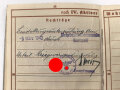 Wehrpaß Heer, eingestellt 12.Januar 1940 bei 4./ J.E.B. 75 Theresienstadt