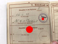 Wehrpaß Heer, eingestellt 12.Januar 1940 bei 4./ J.E.B. 75 Theresienstadt