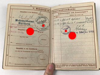 Wehrpaß Heer, eingestellt 21.1.36 bei Erg.Batl. 28 Tübingen.