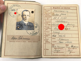 Wehrpaß Heer, eingestellt 21.1.36 bei Erg.Batl. 28 Tübingen.