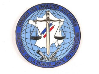 Polizei, Frankreich, nicht tragbare Medaille "Division des Enquetes Judiciaires", Durchmesser 7cm