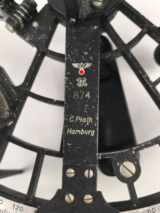 Kriegsmarine, Sextant von C.Plath Hamburg. Guter Gesamtzustand, Gerätenummer 874.
