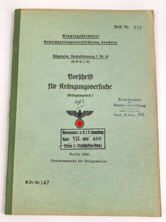 Kriegsmarine, M.Dv.Nr. 147 "Allgemeine...
