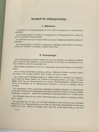 M.Dv.Nr. 147 "Allgemeine Baubestimmungen 1 Nr. 20 - Vorschrift für Schlingerversuche" datiert 1939, DIN A4