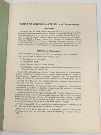 Kriegsmarine, M.Dv.Nr. 147 "Allgemeine Baubestimmungen 1 Nr. 25 - Vorschrift für Sturmfahrten auf Zerstörern und Torpedobooten" datiert 1940, DIN A4