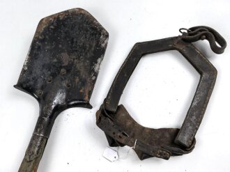 Österreich / Ungarn, Spaten vom Hersteller "Vogel & Noot, Wartberg" in Trageleder. Ungereinigt