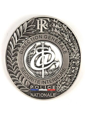 Polizei, Frankreich, Tragbares Abzeichen "RF Direction Generale Securite Interieure ", Höhe 8cm