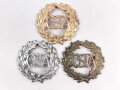 Österreich,  Turn- und Sportabzeichen ÖSTA 1.Form. Bronze, silber, gold, die Nadeln entfernt