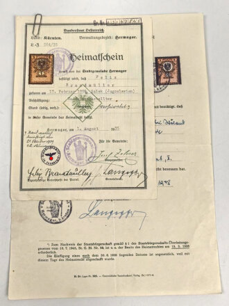 Gruppe Verleihungsurkunden eines Österreichers, der an beiden Weltkriegen teilgenommen hat