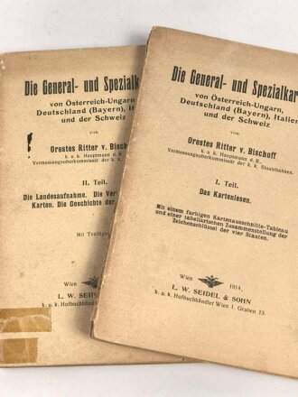 Zweiteiliges Kartenwerk datiert 1914 von Orestes Ritter von Bischoff, k.u.k. Hauptmann der Reserve