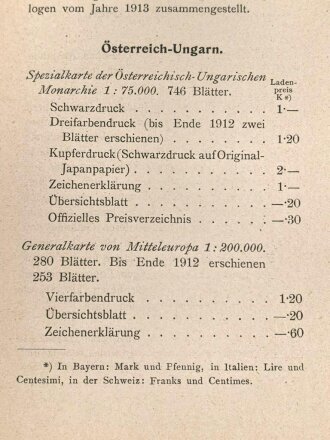 Zweiteiliges Kartenwerk datiert 1914 von Orestes Ritter von Bischoff, k.u.k. Hauptmann der Reserve