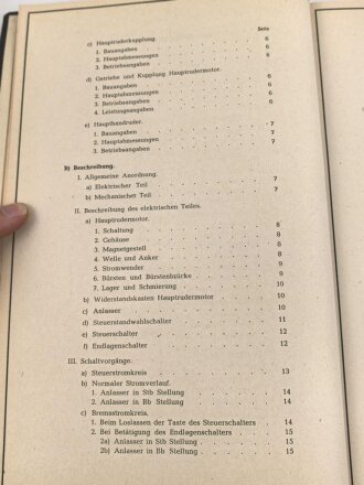 Kriegsmarine " Beschreibung und Betriebsvorschrift für die Ruderanlagen auf U Boote Typ IX D1 und IX D2" DIN A4, gedruckt 1943, guter Zustand