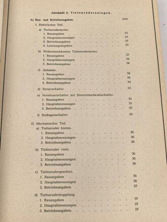 Kriegsmarine " Beschreibung und Betriebsvorschrift für die Ruderanlagen auf U Boote Typ IX D1 und IX D2" DIN A4, gedruckt 1943, guter Zustand