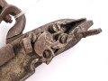 Teil einer Steinschlosspistole. Ohne Bezeichnung, Gesamtlänge 12cm