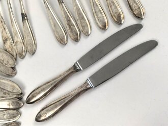 Österreich k.u.k.,Konvolut 19 Teile versilbertes "Berndorf" Besteck, jeweils mit Doppeladler