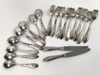 Österreich k.u.k.,Konvolut 19 Teile versilbertes "Berndorf" Besteck, jeweils mit Doppeladler