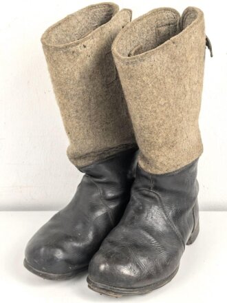 Paar Filz/ Leder Stiefel für Mannschaften der Wehrmacht. Getragenes Paar, ungereinigt, mottig, Sohlenlänge 29,5m