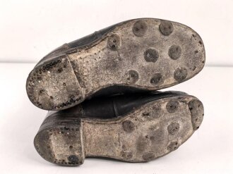 Paar Filz/ Leder Stiefel für Mannschaften der Wehrmacht. Getragenes Paar, ungereinigt, mottig, Sohlenlänge 29,5m