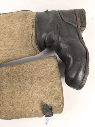 Paar Filz/ Leder Stiefel für Mannschaften der Wehrmacht. Getragenes Paar, ungereinigt, mottig, Sohlenlänge 29,5m