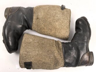 Paar Filz/ Leder Stiefel für Mannschaften der Wehrmacht. Getragenes Paar, ungereinigt, mottig, Sohlenlänge 29,5m