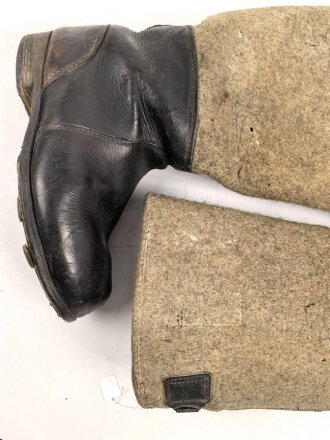 Paar Filz/ Leder Stiefel für Mannschaften der Wehrmacht. Getragenes Paar, ungereinigt, mottig, Sohlenlänge 29,5m