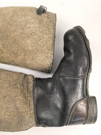 Paar Filz/ Leder Stiefel für Mannschaften der Wehrmacht. Getragenes Paar, ungereinigt, mottig, Sohlenlänge 29,5m