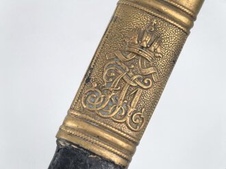 Österreich k.u.k., Scheide für einen Säbel für Beamte. Namenszug FJ1 für Franz Joseph I. Gebraucht, Gesamtlänge 80cm