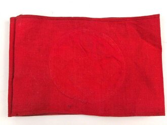 Armbinde für ein Braunhemd, Gewebtes Hakenkreuz, getragenes Stück