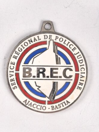 Polizei, Frankreich, Schlüsselanhänger "B.R.E.C", Durchmesser 4cm, Kette fehlt