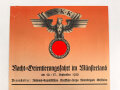NSKK " Nacht Orientierungsfahrt im Münsterland 1936" Anerkennungsurkunde für die "Eiserne Medaille". Beschnitten, Maße 19 x 31cm