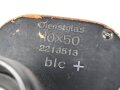 Dienstglas 10 x 50 Wehrmacht. Hersteller blc. Klare Durchsicht, rechts kleine Punkte. Strichplatte deutlich. Guter Gesamtzustand