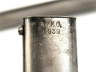 Seitengewehr Modell 84/98 für k98 der Wehrmacht. Nummerngleiches Stück von WKC 1939