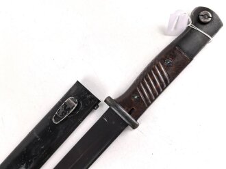 Seitengewehr Modell 84/98 für k98 der Wehrmacht. Nummerngleiches Stück von E.u.F.Höster 1940. Die Scheide alt überlackiert
