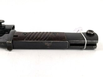 Seitengewehr Modell 84/98 für k98 der Wehrmacht. Nummerngleiches Stück von E.u.F.Höster 1940. Die Scheide alt überlackiert