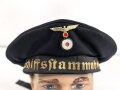 Kriegsmarine, Tellermütze für einen Angehörigen der 10.Schiffssatmmabteilung. Getragenes Eigentumstück