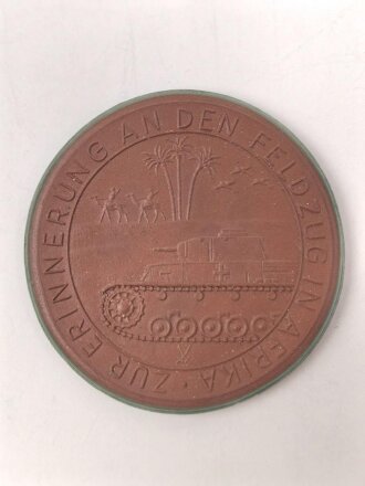 Erinnerungsmedaille " Zur Erinnerung an den Feldzug in Afrika"  Böttger Steinzeug 51mm