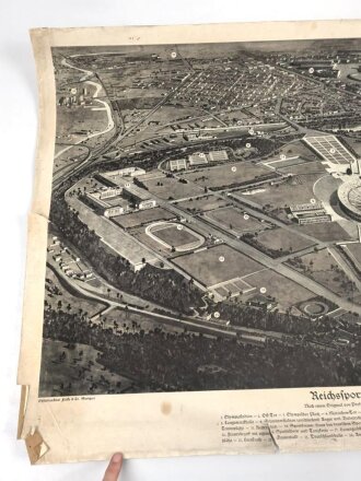 Grossformatiges Schulwandbild Nr. 210 " Reichssportfeld Berlin " Maße 63 x 91cm