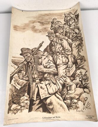 Grossformatiges Schulwandbild Nr. 296 " Gebirgsjäger auf Kreta" Maße 63 x 91cm