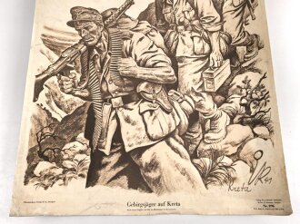 Grossformatiges Schulwandbild Nr. 296 " Gebirgsjäger auf Kreta" Maße 63 x 91cm