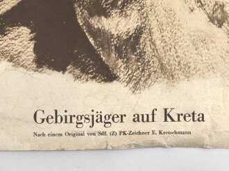 Grossformatiges Schulwandbild Nr. 296 " Gebirgsjäger auf Kreta" Maße 63 x 91cm