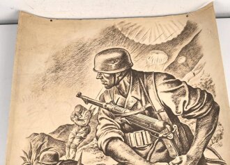 Grossformatiges Schulwandbild Nr. 298 " Fallschirmjäger auf Kreta" Maße 63 x 91cm