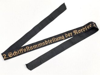 Kriegsmarine, Mützenband  " 2.Schiffsstammabteilung der Nordsee" 117cm