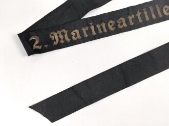 Kriegsmarine, Mützenband  " 2.Marineartillerieabteilung " 132cm