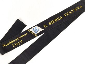 Handelsmarine , Mützenband Norddeutscher Lloyd " D. Sierra Ventana" 73cm