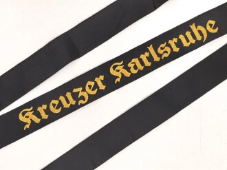 Kriegsmarine, Mützenband  " Kreuzer Karlsruhe" 150cm. Original ?