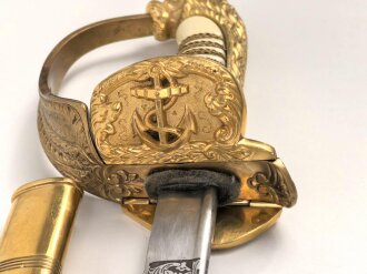 Säbel für Offiziere der Kriegsmarine, Hersteller Eickhorn Solingen, neuzeitliche Sammleranfertigung in sehr gutem Zustand