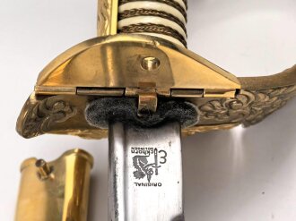Säbel für Offiziere der Kriegsmarine, Hersteller Eickhorn Solingen, neuzeitliche Sammleranfertigung in sehr gutem Zustand